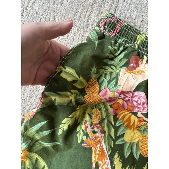 Polo Ralph Lauren Swim Trunks Mens L Green Hawaiian Luau Classic Traveler Shorts - Picture 8 of 11